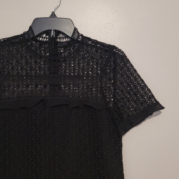 Zara Mock Neck Ruffle Lace Top - Picture 3 of 11